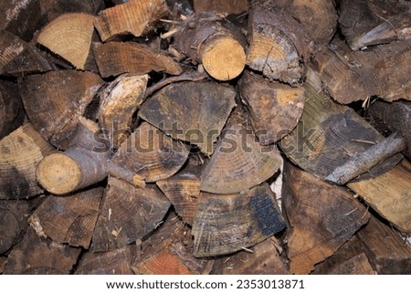 Logs of wood in the mountain cabin