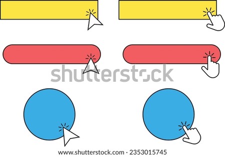 Click Here Template Web Button with Finger, Pointer Design Illustration
