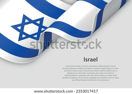 3d ribbon with national flag Israel isolated on white background with copyspace Royalty-Free Stock Photo #2353017417