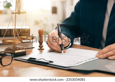 Notary public working in the office. Lawyer or attorney concept Royalty-Free Stock Photo #2353034081
