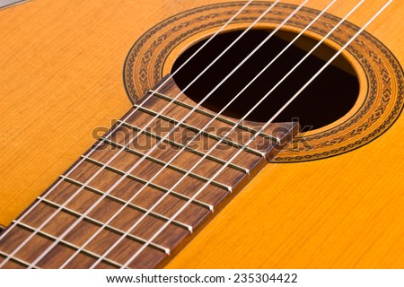 Musical background image of classical old guitar