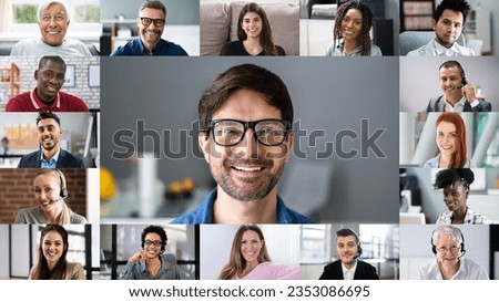Professional Group Headshot Video Conference. Avatar Faces Collage