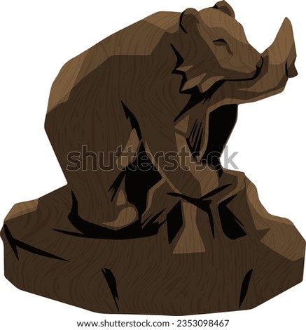 Clip art of bear carved from wood