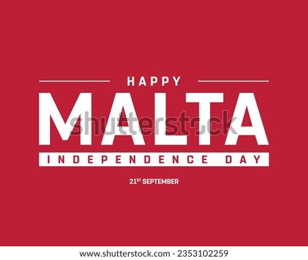 Happy Malta Independence day, Malta Independence day, Malta, Malta Day, 21 September, 21st September, Independence, National Day, Red Background, Typographic Design Editable Vector Icon Eps Royalty-Free Stock Photo #2353102259