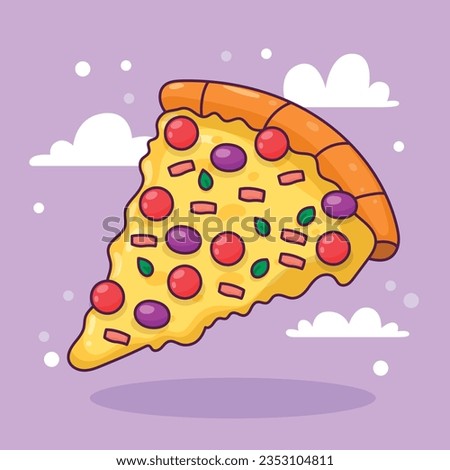 hand drawn pizza cartoon illustration.