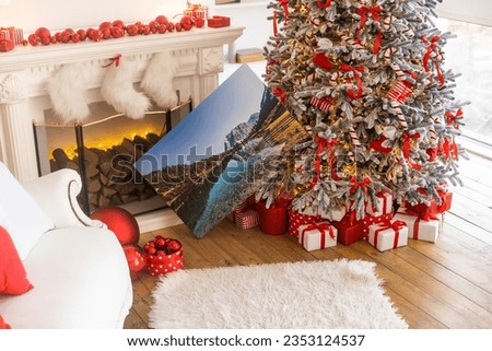 New Year and Christmas gift, photo canvas picture
