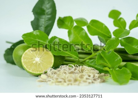 Lime and lemon grassslice on a white background