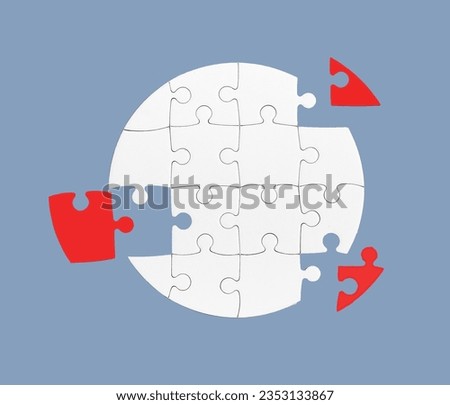 Uniting fragments. Making the puzzle whole again. The missing link. Connecting the jigsaw pieces to form the whole picture. Royalty-Free Stock Photo #2353133867