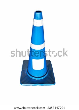 Old traffic​ blue​ cone isolated on white background.