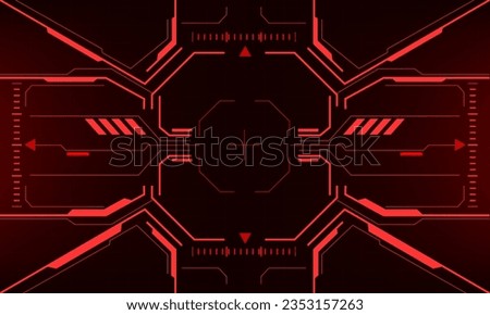 HUD sci-fi interface screen view red danger geometric design virtual reality futuristic technology creative display vector illustration. Royalty-Free Stock Photo #2353157263