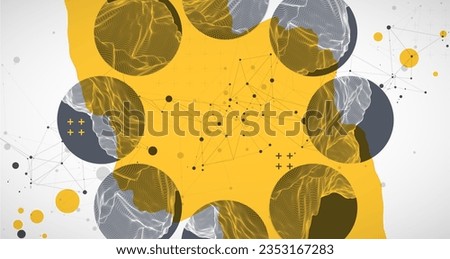 Trendy abstract wireframe background. Modern science or technology art elements. Surface illustration. Vector.