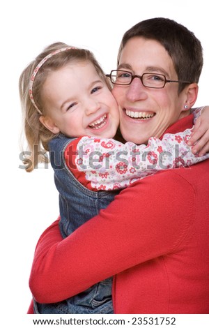 Full isolated studio picture from mother with daughter