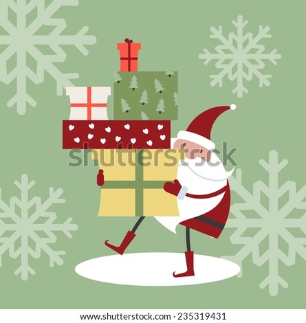 Santa Claus carries gifts illustration