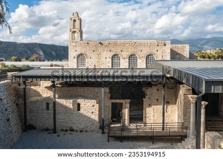 St Nicholas Church in Demre town of Antalya province, Turkey. St. Nicholas Church is an ancient East Roman basilica church built above the burial place of St Nicholas Royalty-Free Stock Photo #2353194915