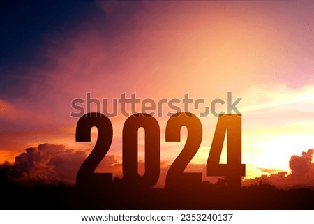 2024 Happy New Year Silhouette of Number Newyear concept Royalty-Free Stock Photo #2353240137