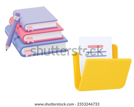 3d folder and paper for management file, document efficient work on project plan concept. Document cartoon style minimal folder with files icon. 3d vector render on isolated pink pastel background Royalty-Free Stock Photo #2353246733