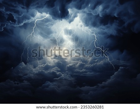 Lightning comes with a storm. Royalty-Free Stock Photo #2353260281