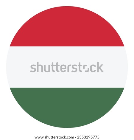 The flag of Hungary. Flag icon. Standard color. Circle icon flag. Computer illustration. Digital illustration. Vector illustration.