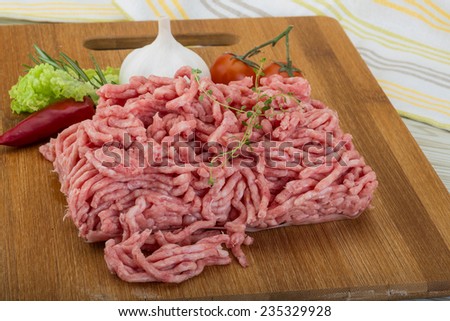 Minced meat - ready for cooking with herbs