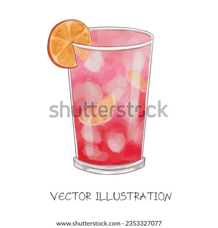 colorful cocktail watercolor vector illustration 
