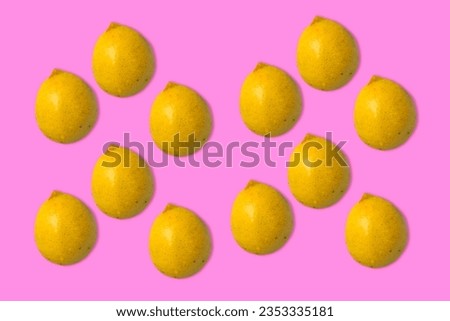 rows of lemons on a pink background, can be used for presentation covers, magazine designs, and social media covers