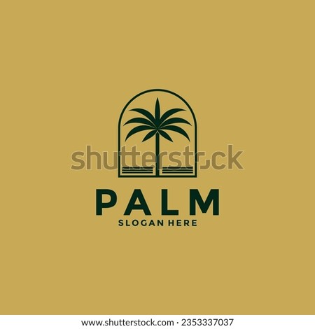 Palm tree logo design vector, Creative Palm leaf logo template