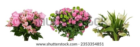 Set of diffeent bouquet of flowers isolated on white Royalty-Free Stock Photo #2353354851