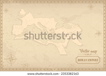 Map of Roman Empire in the old style, brown graphics in retro fantasy style. Royalty-Free Stock Photo #2353382163