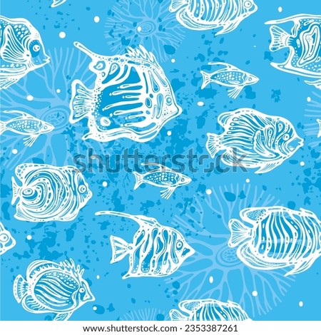 Seamless fashion pattern on a marine theme, for design, wallpaper, exotic fabric, wrapping, 