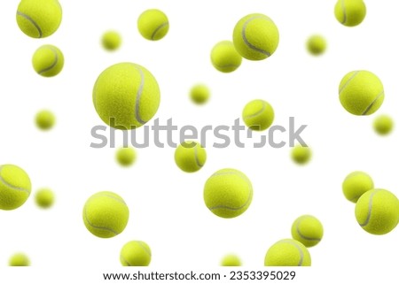Falling Tennis ball, isolated on white background, selective focus Royalty-Free Stock Photo #2353395029