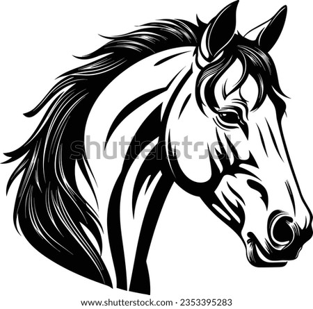 Beautiful Black And White Horse Head Silhouette