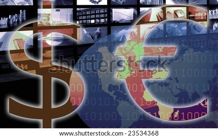 Euro versus dollar currency. Corporate business illustration and photographs metaphor [Photo Illustration]