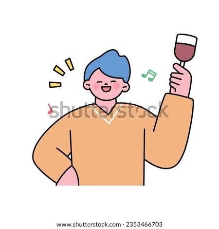 Festival. A man is drinking wine and enjoying a festival.