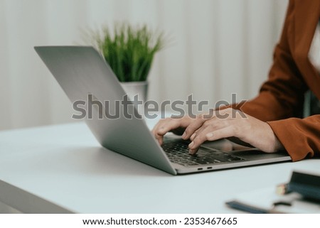close up fo woman working on computer Female hand typing on laptop keyboard, corporate accounting meeting details, Accrued Expenses, Accrued Incomes, Authorized Share Capital, Acquisition Costs
