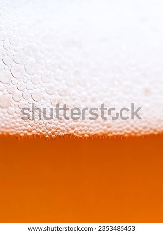 Bubbles and Brew in a Glass of Beer. macro photograph of liquid substance, beer, foam, bubbles, alcohol