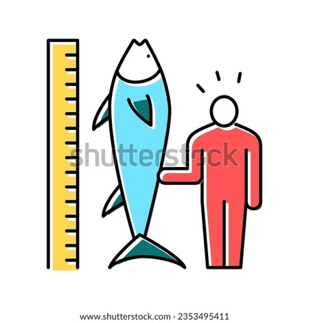 tuna size and fisherman color icon vector. tuna size and fisherman sign. isolated symbol illustration
