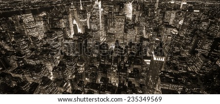 Aerial view of Manhattan NYC.