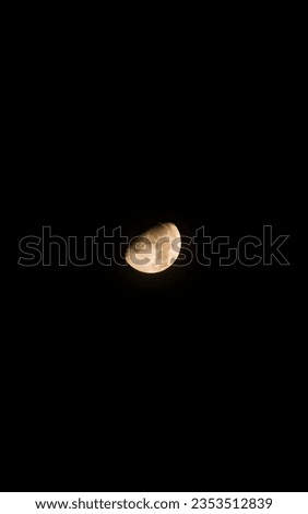 This is a photo of a pale yellow half moon in the night sky. 