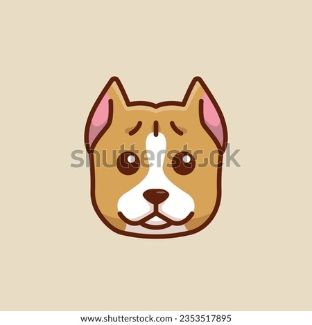 Cute avatar american staffordshire head simple cartoon vector illustration dog breeds nature concept icon isolated