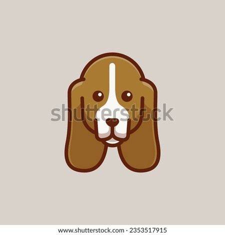 Cute avatar basset hound head simple cartoon vector illustration dog breeds nature concept icon isolated