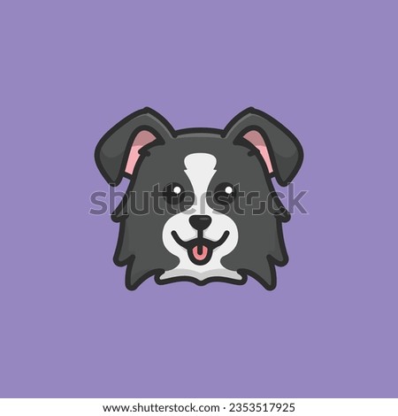 Cute avatar border collie head simple cartoon vector illustration dog breeds nature concept icon isolated