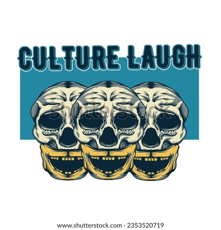 Three skull with laugh expression for print, poster, or t-shirt