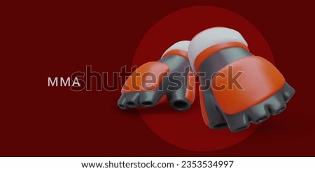 Realistic gloves for MMA. Concept for mixed martial arts. Vector advertisement of club. Sparring, duel. Sports protection accessories. Championship announcement template Royalty-Free Stock Photo #2353534997