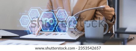 IPO or Initial Public Offering on chart laptop computer, financial trade. Concept of exchange and investment.