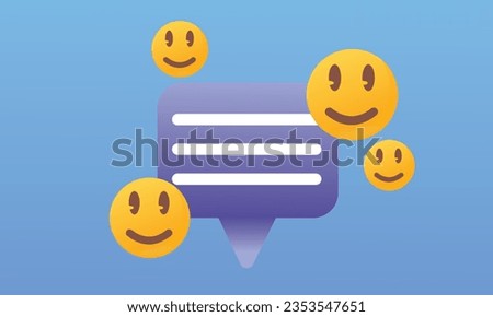 speech bubbles with emoticons.on blue background.Vector Design Illustration.