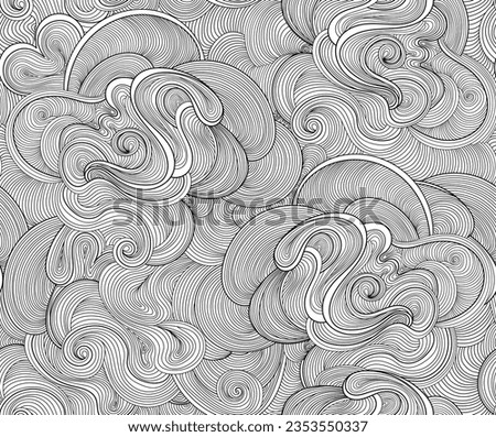 Beautiful "sea waves" abstract decorative pattern with handwritten figured lines