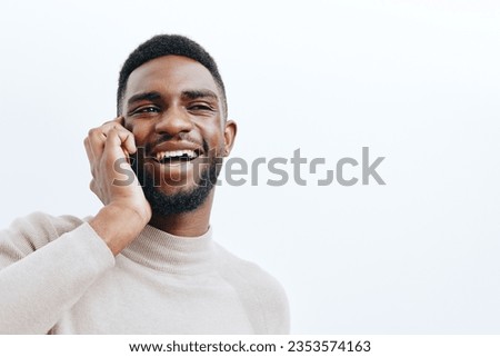 man smile millennial happy young phone technology mobile businessman african black