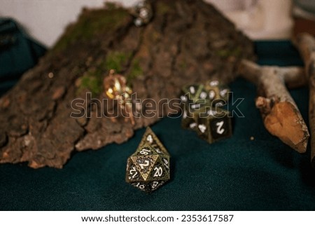 playing dice on the background of tree bark