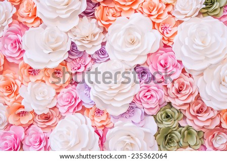 Colorful flowers paper background pattern Royalty-Free Stock Photo #235362064