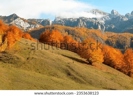 landscape in Northern Albania, autumn, fall